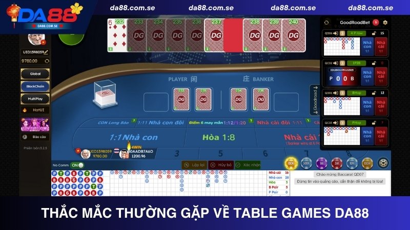 Giải đáp thắc mắc thường gặp về Table Games DA88