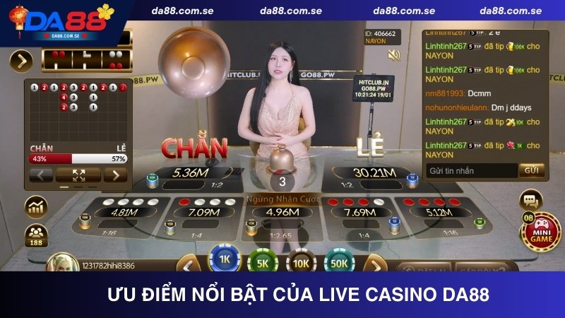 Tổng hợp các ưu điểm nổi bật của Live Casino DA88